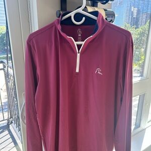 Men’s Rhoback Rooster Red/Navy Strip Q-Zip - Medium